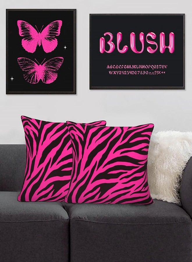 Pecfamly Hot Pink Mcbling 2000S Baddie Aesthetic Room Decor Trashy Y2K, Zebra Aesthetic Throw Pillows, Y2K Bedroom Home Decor for Teen Girls (18"X18", Set of 2, No Inserts) - Image 4