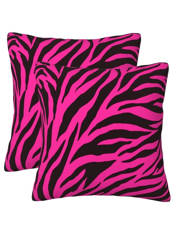 Pecfamly Hot Pink Mcbling 2000S Baddie Aesthetic Room Decor Trashy Y2K, Zebra Aesthetic Throw Pillows, Y2K Bedroom Home Decor for Teen Girls (18"X18", Set of 2, No Inserts) - Image 1