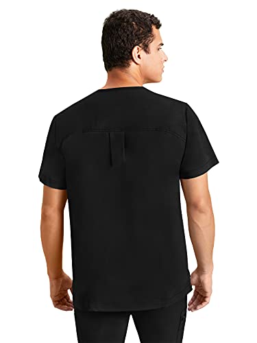 Healing Hands Men’s Scrub Top Justin V-Neck Modern Fit with Chest & Sleeve Pocket, Easy Care Stretch Fabric 2330, Small, Black - Image 2
