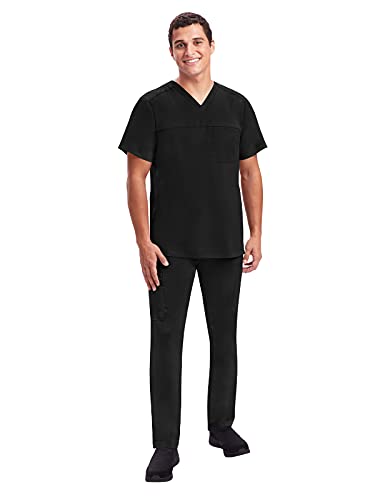 Healing Hands Men’s Scrub Top Justin V-Neck Modern Fit with Chest & Sleeve Pocket, Easy Care Stretch Fabric 2330, Small, Black - Image 3