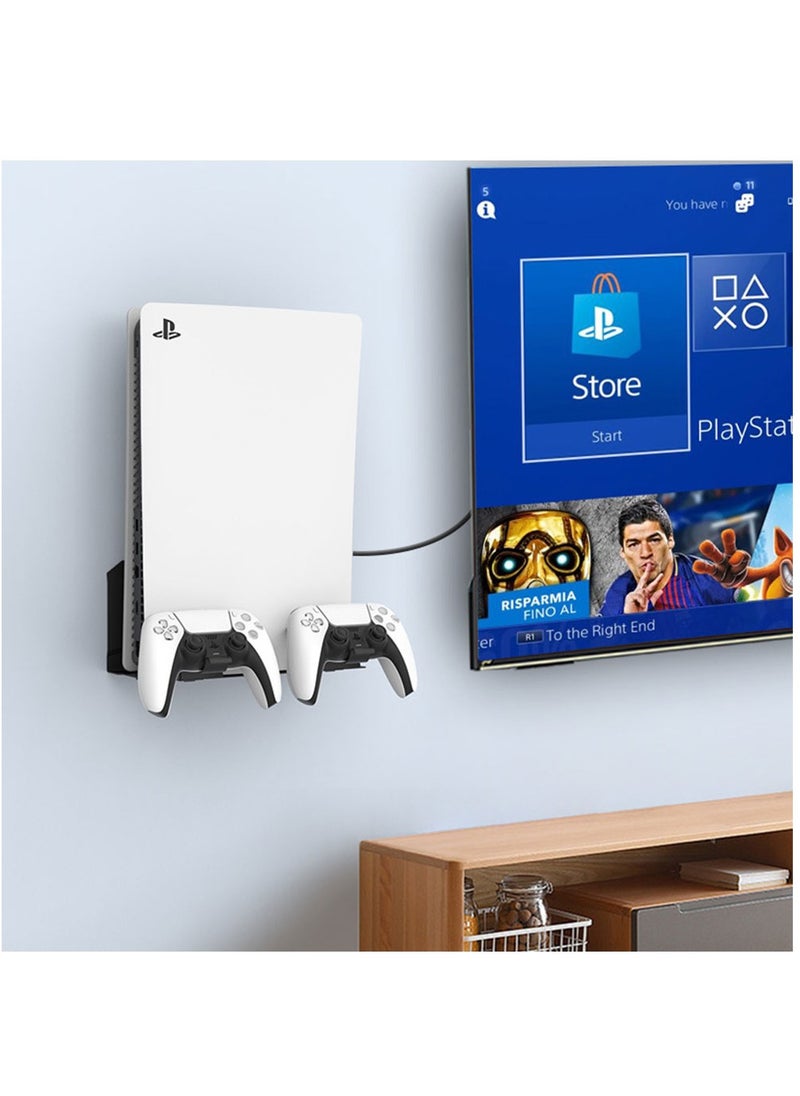 Flash Hawk PS5 Wall Mount, PS5 Wall Mount Kit with 2 Detachable Controller Holder, Solid Metal with Accessories Easy Installation  - Image 1