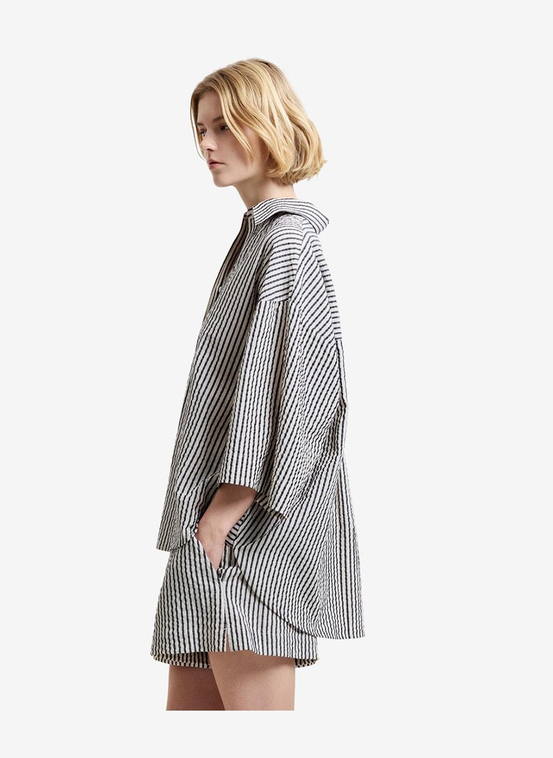 French Connection Women's Lia Seersucker Monochrome Striped Relaxed Shirt - Image 4