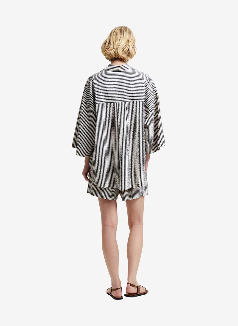 French Connection Women's Lia Seersucker Monochrome Striped Relaxed Shirt - Image 5
