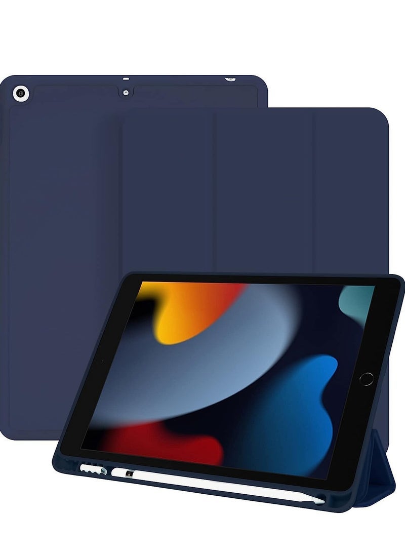 ELTRAZONE iPad 10.2 Case Compatible with iPad 9th, 8th & 7th Generation (2021/2020/2019) – Slim Navy Blue Protective Cover with Soft TPU Back – Auto Wake & Sleep Smart Trifold Stand – Pencil Holder Included – Lightweight & Durable Tablet Case - Image 1