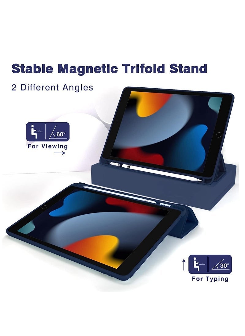 ELTRAZONE iPad 10.2 Case Compatible with iPad 9th, 8th & 7th Generation (2021/2020/2019) – Slim Navy Blue Protective Cover with Soft TPU Back – Auto Wake & Sleep Smart Trifold Stand – Pencil Holder Included – Lightweight & Durable Tablet Case - Image 2