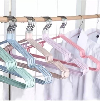 Set Of 10 Pcs Clothes Hangers 40×20cm Non-Slip Metal Hangers – Durable Household Drying Rack, Space-Saving Closet Organizer for Shirts, Dresses & Jackets (Pink)