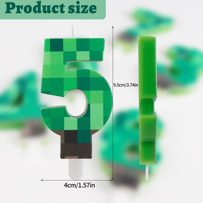 Yiran Numbe 9th Birthday Numbe Candles, Video Game Green Number 9 Candles,Cartoon Gaming Birthday Candle for Boys Girls Theme Party Supplies Decorations - Image 2