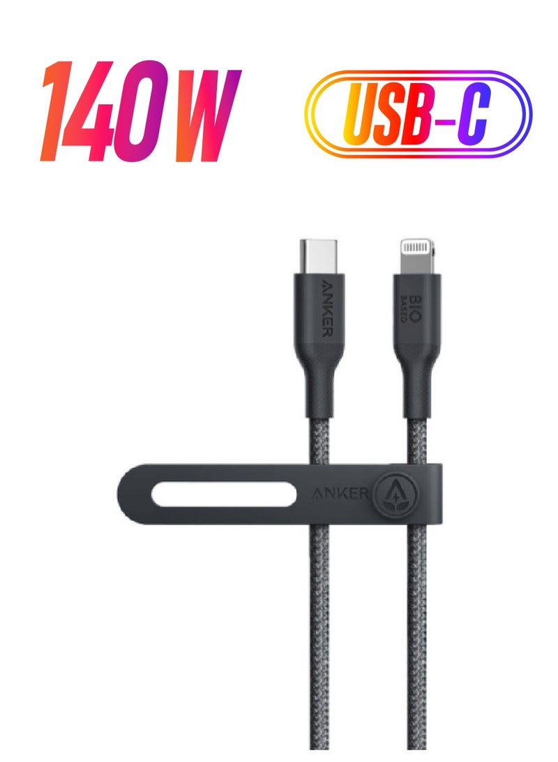 Anker 542 USB-C to Lightning Bio-Nylon 3ft Cable A80B5H11 Black - Image 1