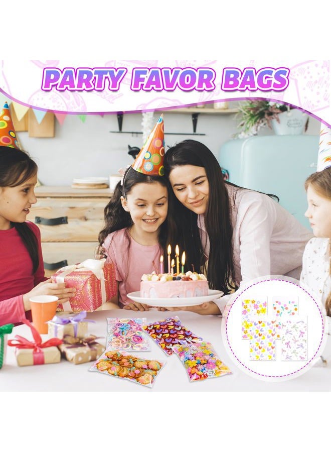Eunoir 100Pcs 4x6 Inches Self Adhesive Goodie Bags, 4 Assorted Dopamine Color Patterns for Party Favors, Treat Bags for Birthday, Baby Shower, Wedding, Carnival - Image 4