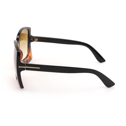 Karsaer Oversized Retro Square Round Women Non Polarized Sunglasses Large Frame Vintage Women Shades K7075, Tortoise - Image 4