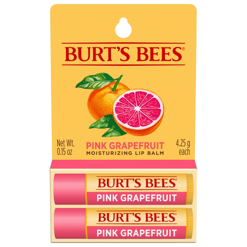 Burt's Bees Lip Balm - Pink Grapefruit, Lip Moisturizer With Responsibly Sourced Beeswax, Tint-Free, Natural Origin Conditioning Treatment, 2 Tubes, 0.15 oz. - Image 1