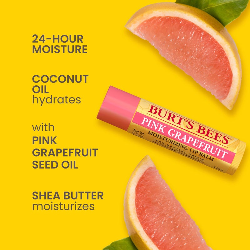 Burt's Bees Lip Balm - Pink Grapefruit, Lip Moisturizer With Responsibly Sourced Beeswax, Tint-Free, Natural Origin Conditioning Treatment, 2 Tubes, 0.15 oz. - Image 2