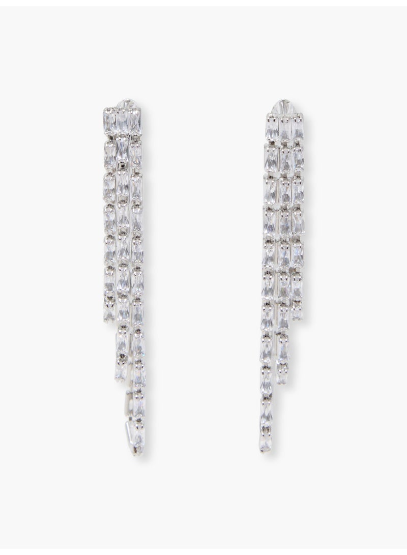 French Connection UK Fringe Swing Crystal Earrings - Image 1