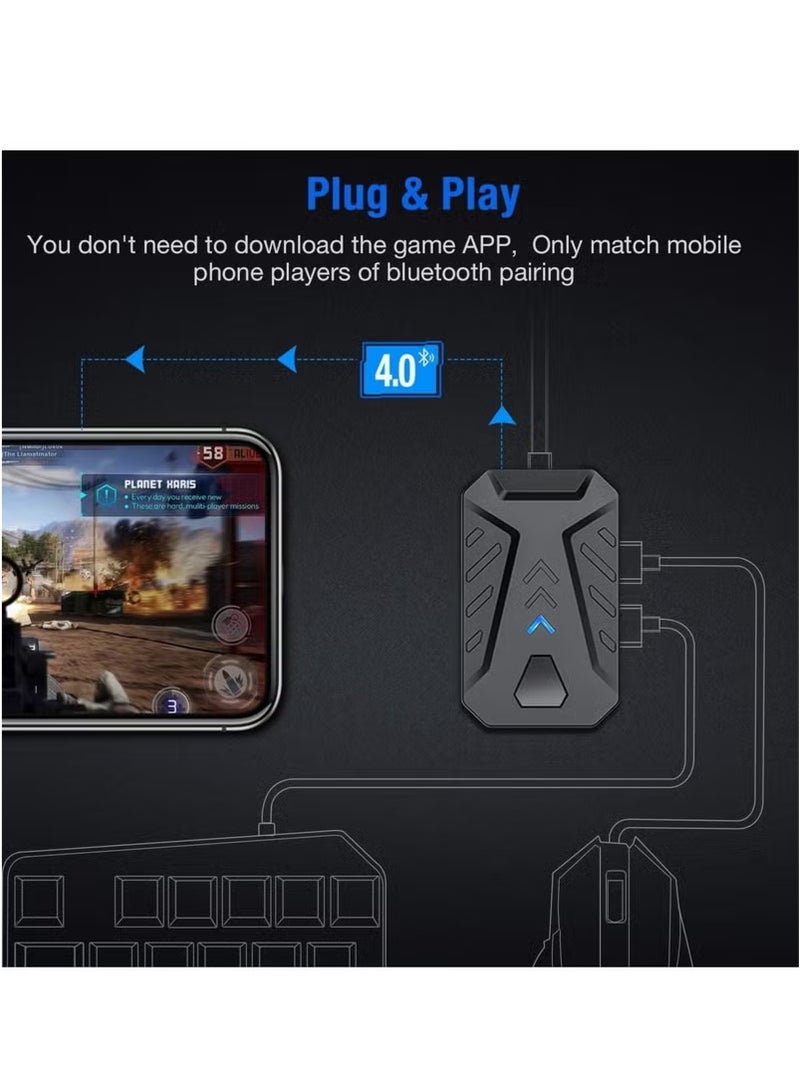 4 in 1 Mobile Game Combo Pack, One Handed Gaming Keyboard, Mobile Gamepad Controller Gaming Keyboard Mouse Converter for Android - Image 3