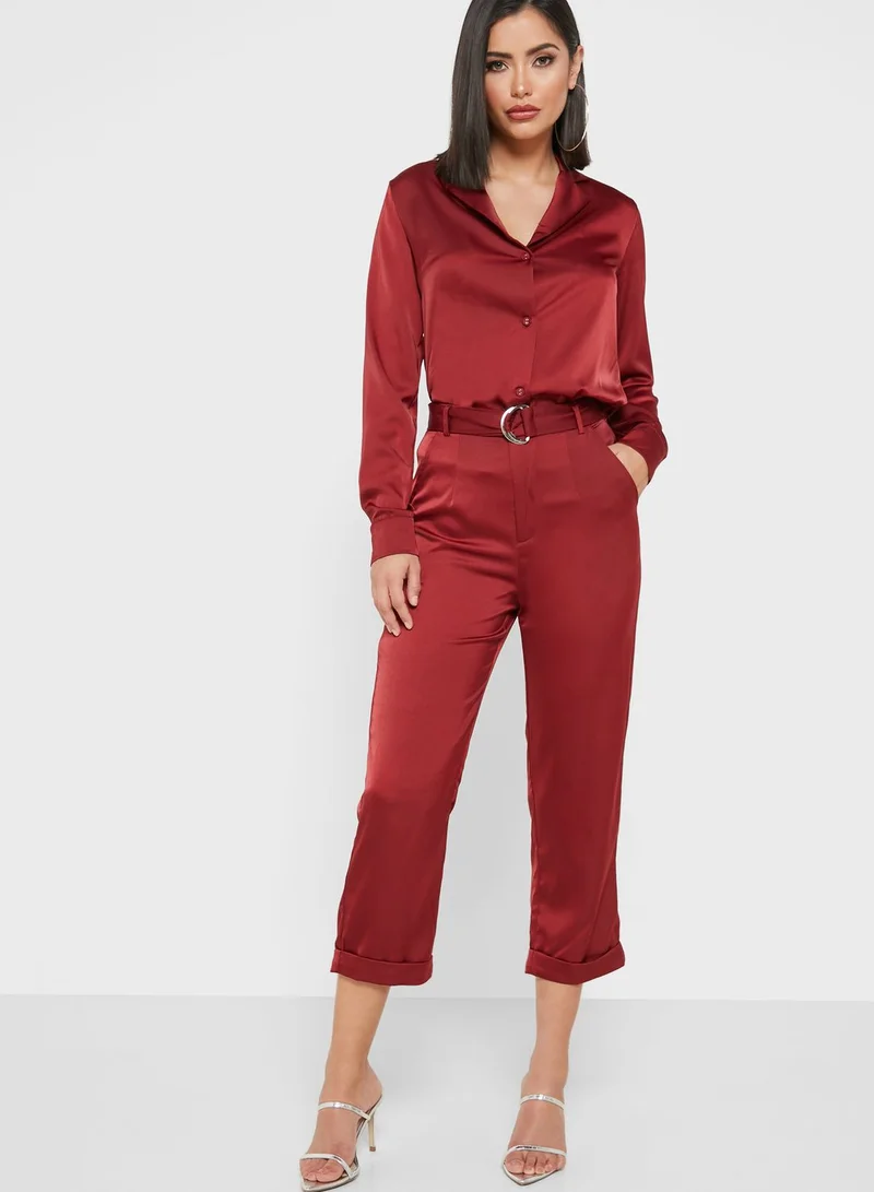ELLA Sparkle Shirt Belted Pants Set