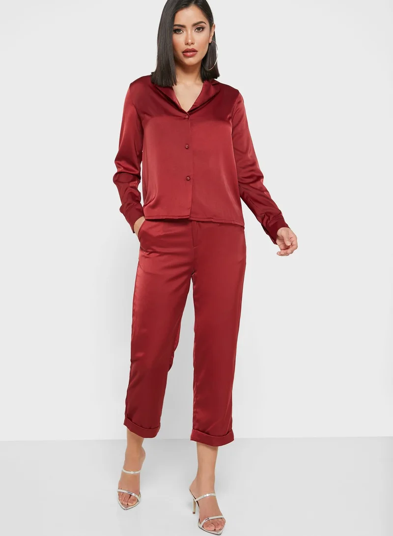 ELLA Sparkle Shirt Belted Pants Set