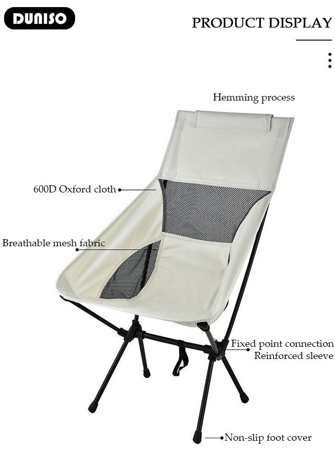 DUNISO - Heavy Duty Folding Camping Chair with Side Pockets and with Carry Bag, Garden Fish Chair Oxford Fabric Chair Outdoor Lounge Chair for Fishing, Camping, Picnics, BBQs, Beach & Outdoor Activities - Image 1