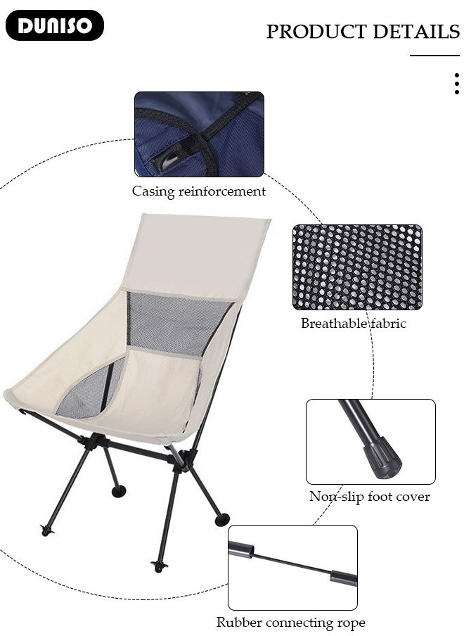DUNISO - Heavy Duty Folding Camping Chair with Side Pockets and with Carry Bag, Garden Fish Chair Oxford Fabric Chair Outdoor Lounge Chair for Fishing, Camping, Picnics, BBQs, Beach & Outdoor Activities - Image 1