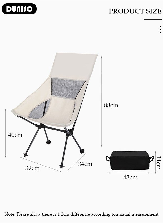 DUNISO - Heavy Duty Folding Camping Chair with Side Pockets and with Carry Bag, Garden Fish Chair Oxford Fabric Chair Outdoor Lounge Chair for Fishing, Camping, Picnics, BBQs, Beach & Outdoor Activities - Image 1