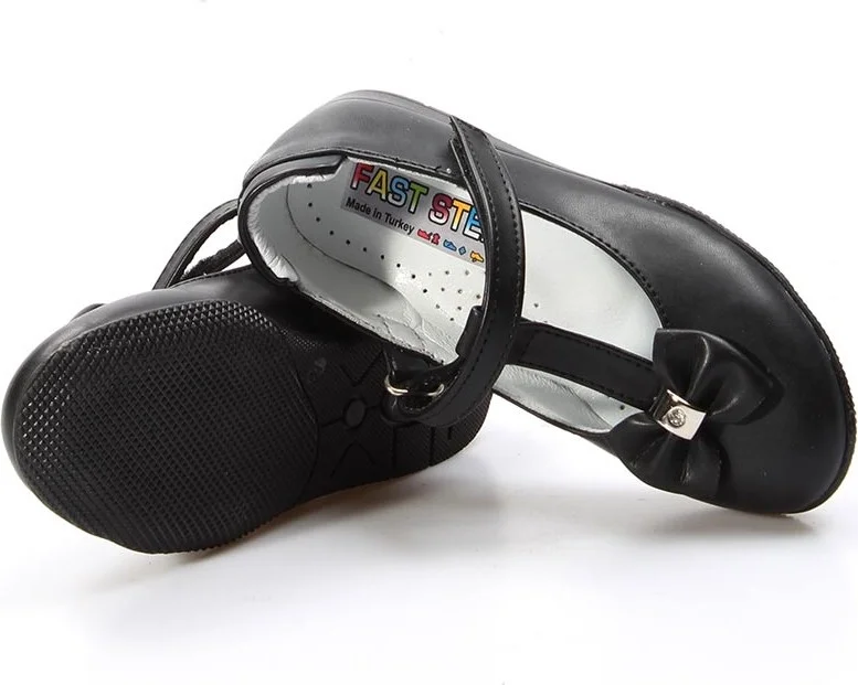 Fast Step Genuine Leather Black Girls Ballerina Shoes 837pa02