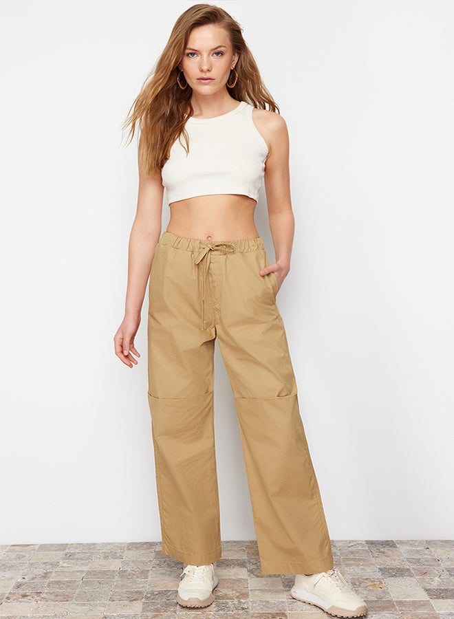 trendyol Camel Waist Elastic Parachute High Waist Jeans TWOSS24JE00155  - Image 1