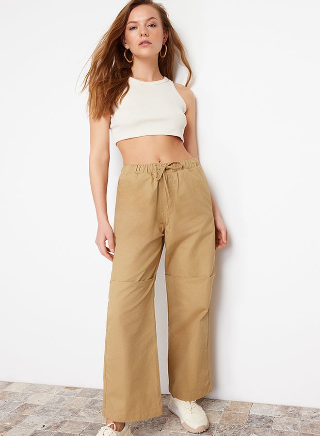 trendyol Camel Waist Elastic Parachute High Waist Jeans TWOSS24JE00155  - Image 3