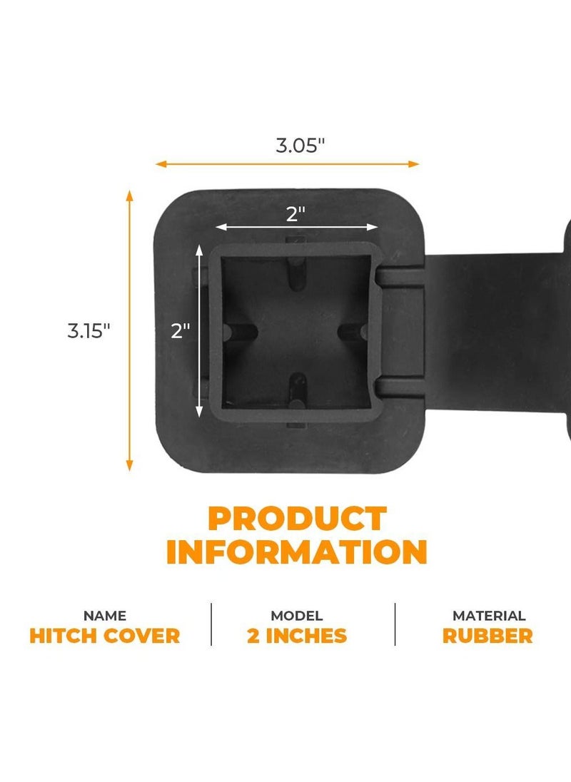 Y&D 2 Inch Trailer Hitch Cover Tube Plug Cap Rubber for Receiver Class 3 4 5 Dodge Ram/Porsche, Toyota/Ford, Jeep/Chevrolet/Nissan, ATV/UTV/Polaris (2 Pack)  - Image 4