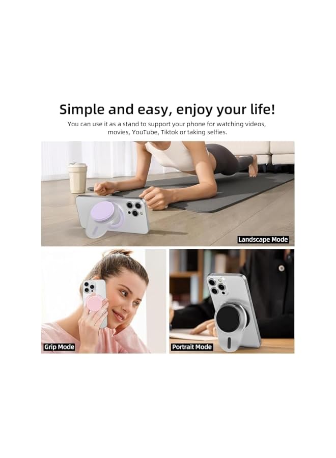 S-TOP For Magsafe Phone Grip, Magnetic Grip Holder With Adjustable Stand, Magneticc Collapsible Pops Stand Socket, Iphone 16 15 14 13 12 Series,Clear White - Image 4