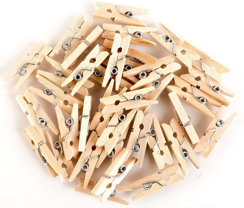 Nisco 20 PCS Mini Wooden Clips, Multi-Function pins Photo Paper Peg Pin Craft Clips for Home School Arts Crafts Decor, Size: 2.5 cm - Image 1