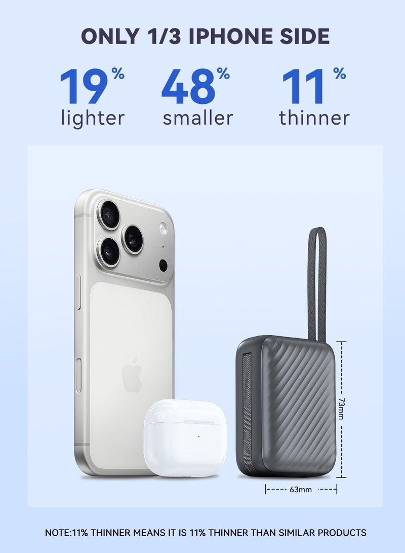 10,000mAh Portable Power Bank, 22.5w Fast Charging, Built-In Usb-C and Lightning Integrated Cable,One Usb-C Port, Smart Digital Display,3 In 1 Portable Power Bank for Iphone 17promax/16pro/16/15/14 Series, Samsung, Xiaomi, Huawei - view 5