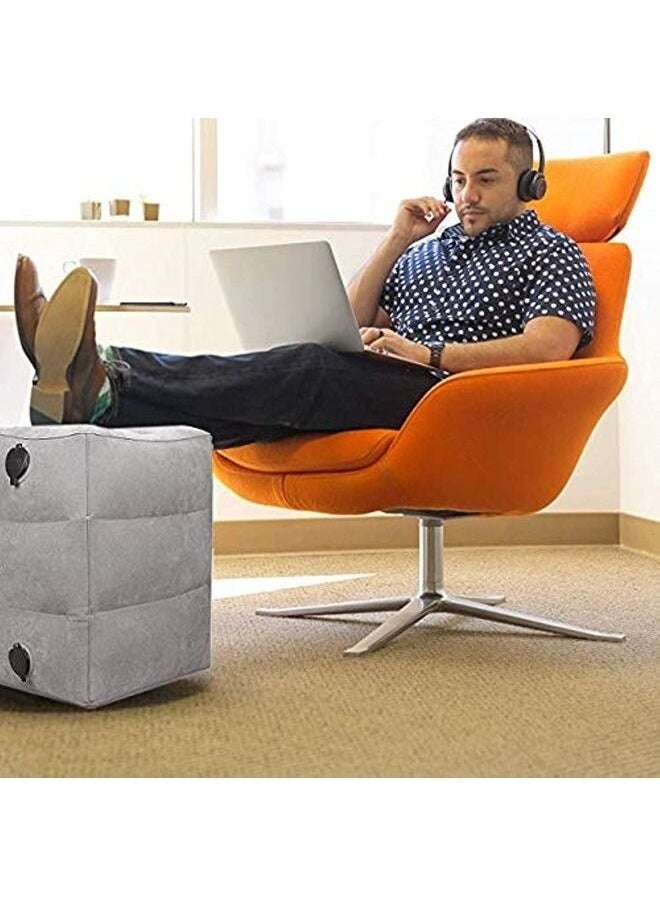 Envity - Inflatable Foot Rest Pillow for Travel Suitable for Office Home and Any Travel Kids Adults to Sleep Airplane Train Car Bus 3-Level Adjustable Height Cushioned No Need Pump - Image 1