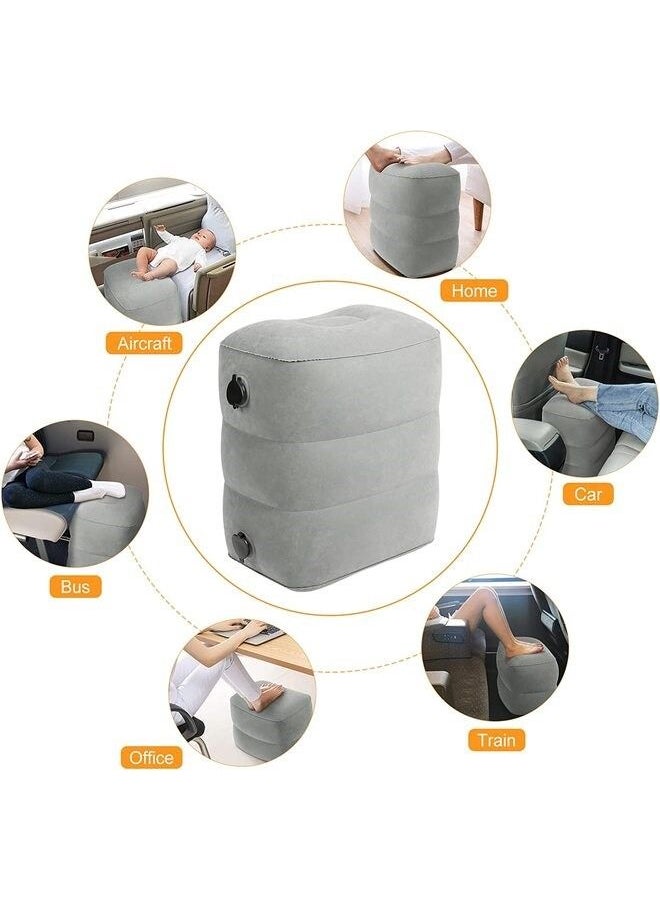 Envity - Inflatable Foot Rest Pillow for Travel Suitable for Office Home and Any Travel Kids Adults to Sleep Airplane Train Car Bus 3-Level Adjustable Height Cushioned No Need Pump - Image 1