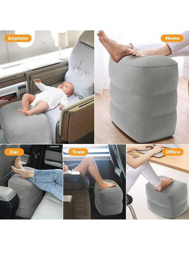 Envity - Inflatable Foot Rest Pillow for Travel Suitable for Office Home and Any Travel Kids Adults to Sleep Airplane Train Car Bus 3-Level Adjustable Height Cushioned No Need Pump - Image 1