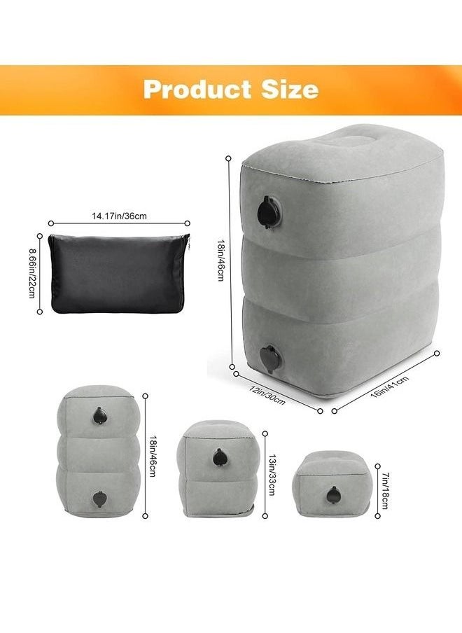 Envity - Inflatable Foot Rest Pillow for Travel Suitable for Office Home and Any Travel Kids Adults to Sleep Airplane Train Car Bus 3-Level Adjustable Height Cushioned No Need Pump - Image 1