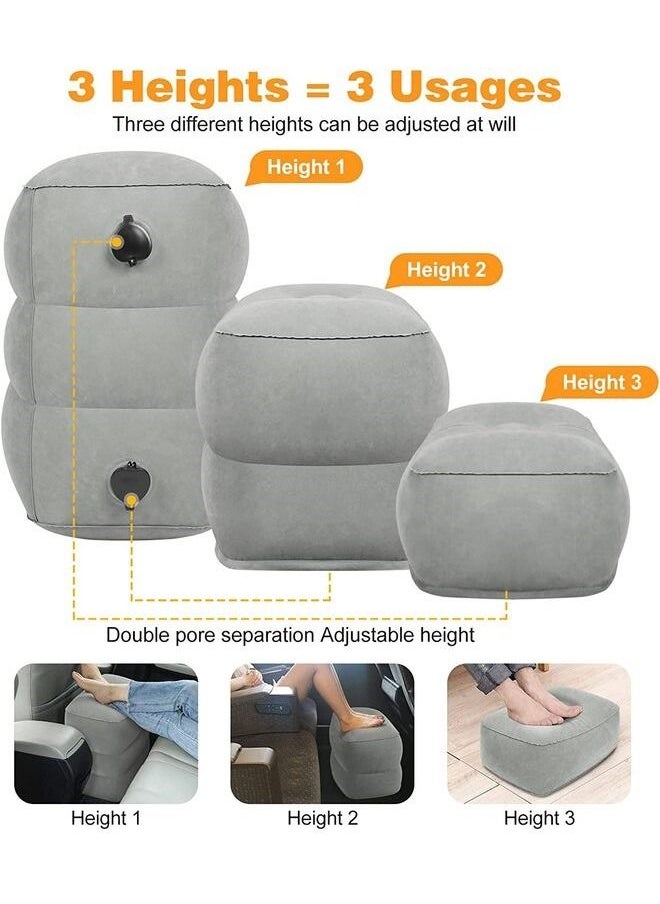 Envity - Inflatable Foot Rest Pillow for Travel Suitable for Office Home and Any Travel Kids Adults to Sleep Airplane Train Car Bus 3-Level Adjustable Height Cushioned No Need Pump - Image 1