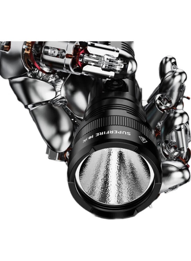 SupFire مصباح يدوي عالي الكثافة X60-R، فائق السطوع، طويل الأمد، بعيد المدى، عسكري، قابل لإعادة الشحن، للاستخدام المنزلي والخارجي، إضاءة متخصصة، ضوء طوارئ - Image 3