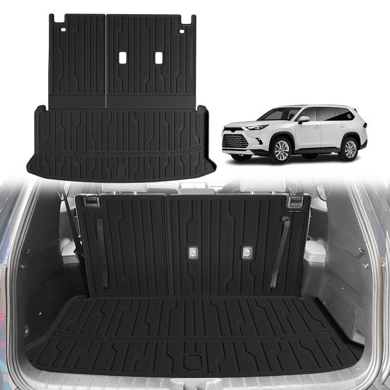 TripleAliners Trunk Mat with Backrest Mat Compatible with Toyota Grand Highlander 2024 2025 2026 All Weather TPE Liners 2 in 1 Accessories Custom Fit TPE Heavy-Duty Covers (Won't Fit Highlander) - Image 1