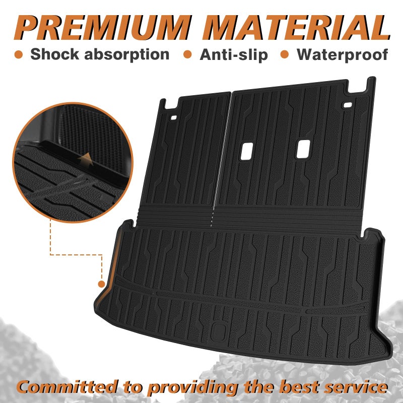 TripleAliners Trunk Mat with Backrest Mat Compatible with Toyota Grand Highlander 2024 2025 2026 All Weather TPE Liners 2 in 1 Accessories Custom Fit TPE Heavy-Duty Covers (Won't Fit Highlander) - Image 3