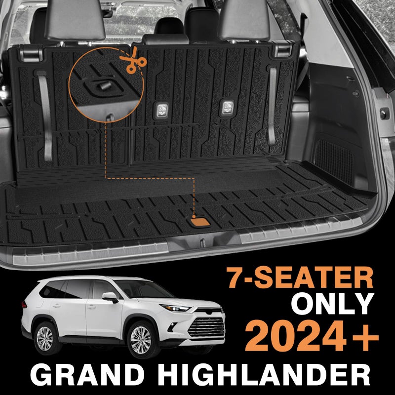TripleAliners Trunk Mat with Backrest Mat Compatible with Toyota Grand Highlander 2024 2025 2026 All Weather TPE Liners 2 in 1 Accessories Custom Fit TPE Heavy-Duty Covers (Won't Fit Highlander) - Image 5