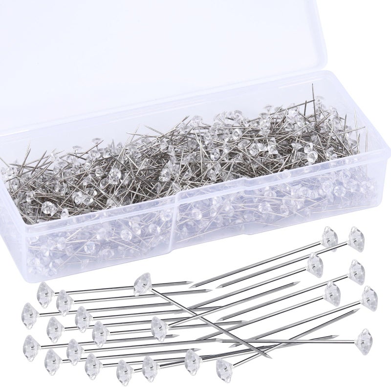 SOCNITC 600Pcs Bouquet Pin Corsages Pins, 1.5inch Flower Floral Diamond Pins Floral Rhinestones Pins Crystal Diamond Head for Bridal Hair Wrist Flower Wedding Flower Jewelry Decoration (38mm - Image 1