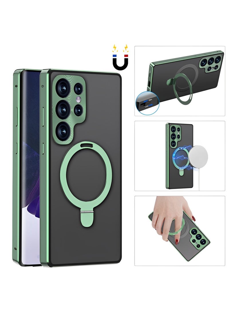 REOCLE Magnetic Phone Case Phone Cover Double-Sided Protection Metal Frame Phone Case with Invisible Magsafe Bracket for Samsung S23 S22 Ultra - Image 2