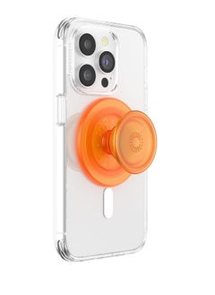 PopGrip Round for MagSafe - Adapter Ring for MagSafe Included - Extendable Handle and Stand for Smartphones and Cases with Removable Top - Orange Zest