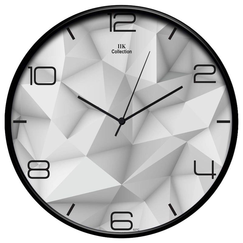 IIK COLLECTION 12-inch Designer Plastic Analogue Round WallClock for Home, Kitchen, Living Room, Bedroom, Office (30 cm x 30 cm x 6 cm) - Image 1