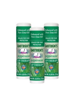 Montana Emu Ranch Lip Therapy Lip Balm 0.25 Ounce Peppermint Flavor 3 Pack Made With Pure Emu Oil  - Image 1