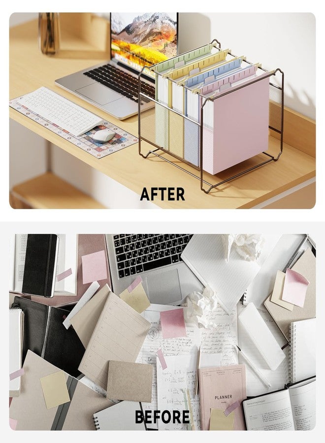 Ansook Letter Size Hanging File Folders Extra Capacity,Heavy Duty 2" Expansion File Folders Hanging with Tabs,Plastic File Cabinet Folders,12 Pack Pastel Desk File Organizer Folders for Office Home - Image 3