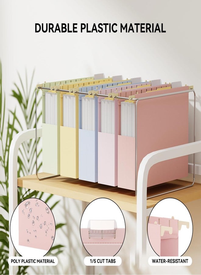 Ansook Letter Size Hanging File Folders Extra Capacity,Heavy Duty 2" Expansion File Folders Hanging with Tabs,Plastic File Cabinet Folders,12 Pack Pastel Desk File Organizer Folders for Office Home - Image 2