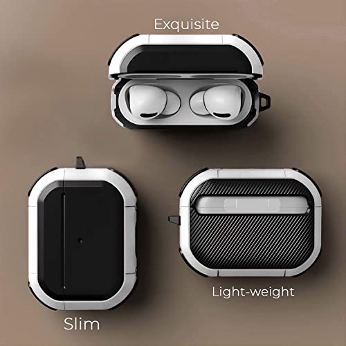 Humble Eggshell Edition Hybrid Shockproof Case Cover Compatible with AirPods Pro 2, with Visible Front LED & Four-Corner Buffer Design Protection (White) - Image 2