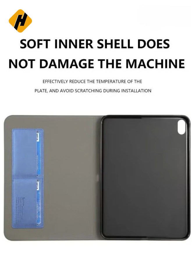 Ultra-thin Cloth Pattern Flip Stand Case for Samsung Galaxy Tab T555/P555 - Full Coverage Smart Tablet Protective Case (Black)