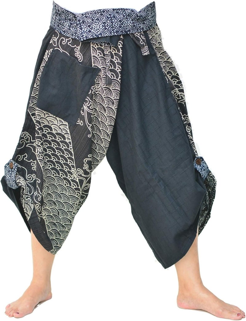 Siamrose Yoga Ninja Harem Samurai Pants Women Men, Japanese Style wrap Trousers, one Size - Image 1