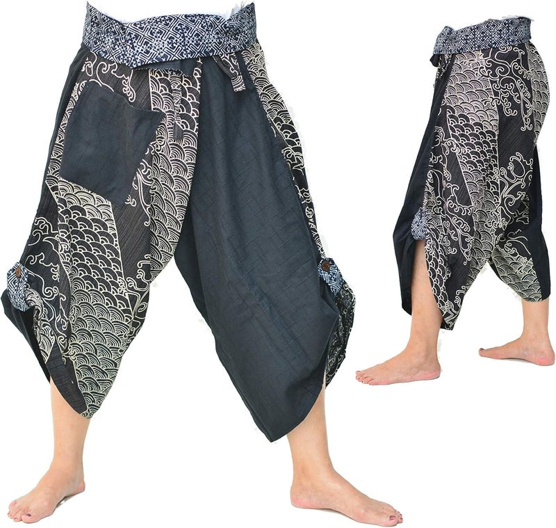 Siamrose Yoga Ninja Harem Samurai Pants Women Men, Japanese Style wrap Trousers, one Size - Image 2